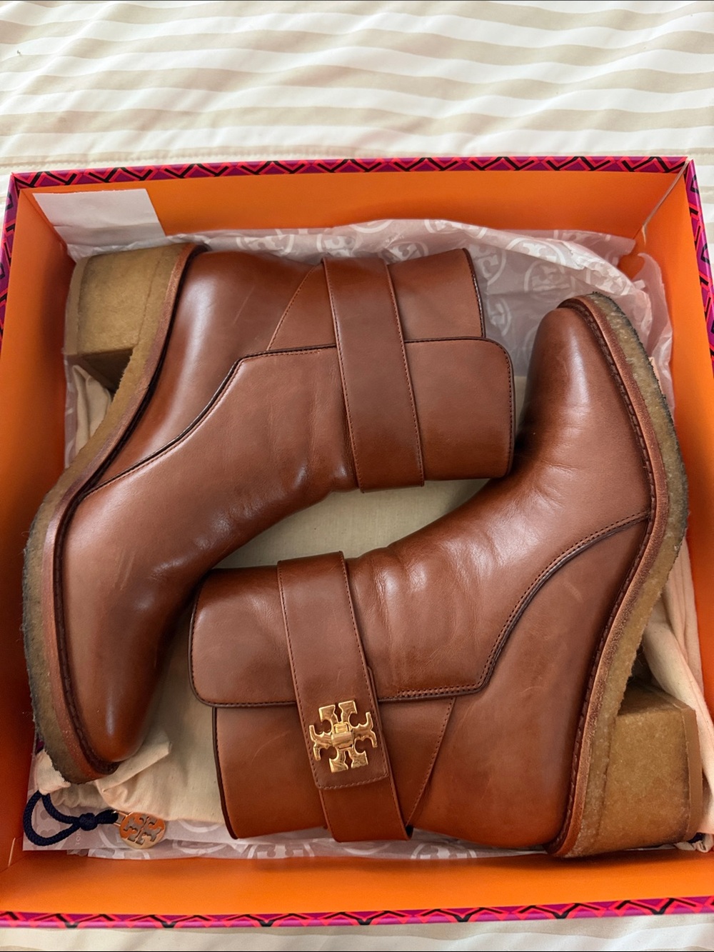 Tory Burch Kira Bootie Leather Ankle Booties Size: 6.5